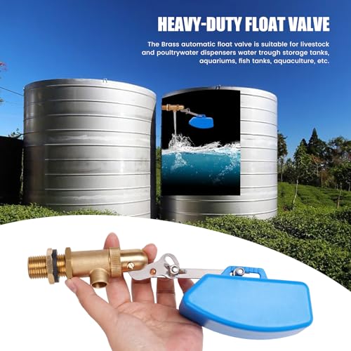 1/2 Inch Brass Float Valve for Water Tank with Hose Auto Shut Off Pool Fill Valve Automatic Fill Float Ball Valve for Stock Fountains Livestock Waterer Troughs (1/2 Inch Float Valve, 1)