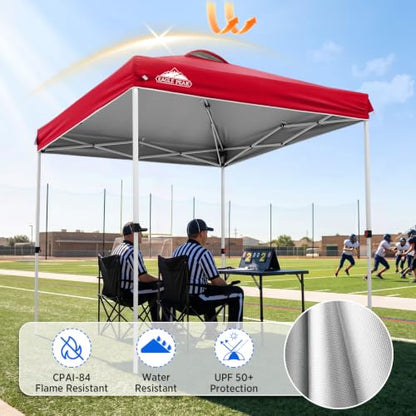 EAGLE PEAK 6.6x6.6 Pop Up Canopy Tent Easy Up Canopy Outdoor, Red - color: Red, size: 6.6x6.6