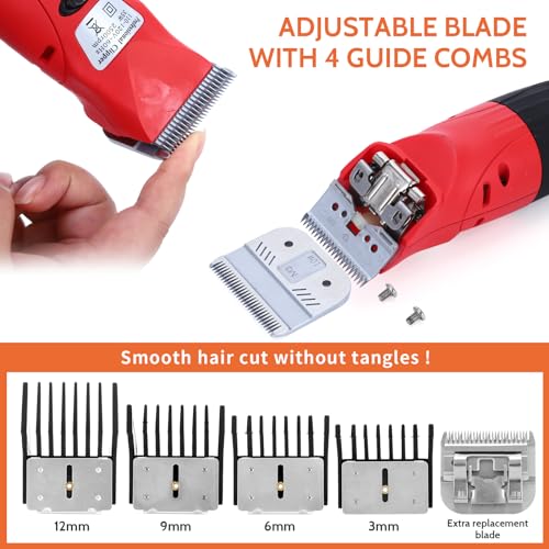 DUCKBOY 35W Pet Clipper Grooming Kit, 4 Interchangeable Blades, 3m Cable