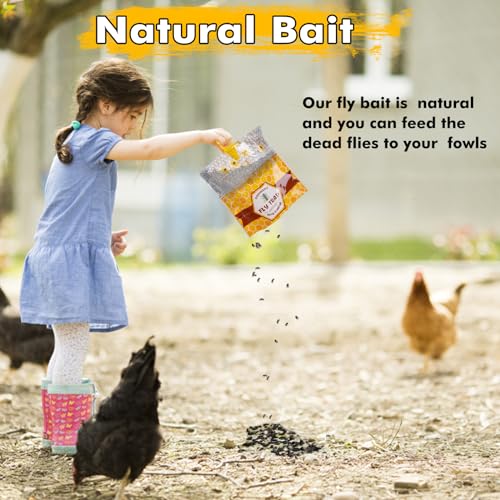 6 Fly Traps Outdoor, Big Fly Bag with Bait Disposable Hanging, Fly Hunter Repellent Control Catcher Killer, Ranch Stable Horse Farm Fly Trap for Barn, Farm, Mosquito, Bug, 6Pack-A2