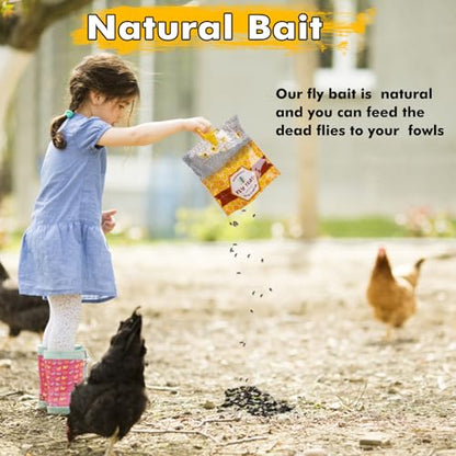 6 Fly Traps Outdoor, Big Fly Bag with Bait Disposable Hanging, Fly Hunter Repellent Control Catcher Killer, Ranch Stable Horse Farm Fly Trap for Barn, Farm, Mosquito, Bug, 6Pack-A2