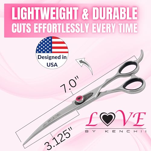 Kenchii Love Dog Grooming Shears, 7in Curved - size: 7.0" Curved