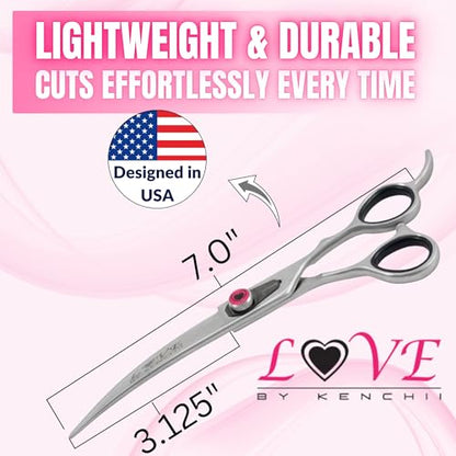Kenchii Love Dog Grooming Shears, 7in Curved - size: 7.0" Curved