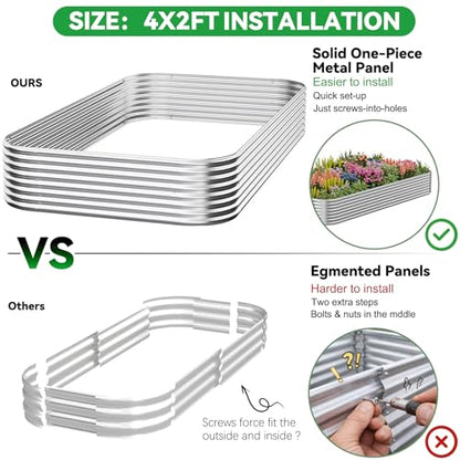 3 Pack Corrugated Galvanized Steel Raised Garden Bed Outdoor, Metal Above Ground Garden Bed for Vegetables and Flowers, Raised Beds for Gardening-4x2FT - size: 4x2FT