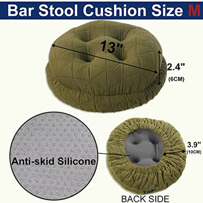 BUYUE Round Bar Stool Seat Cushion, Dia.13 Luxury Fashion Jacquard with Anti-Skid Silicone Bar Stool Cushion Padded (Green, M,1 Count) - color: Green, style: Round M