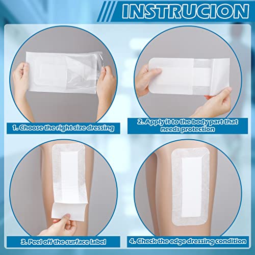 Nuanchu 60 Pcs Bordered Gauze Adhesive Dressing Waterproof, 4 x 8 Inch - size: 4 x 8 Inch