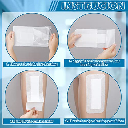 Nuanchu 60 Pcs Bordered Gauze Adhesive Dressing Waterproof, 4 x 8 Inch - size: 4 x 8 Inch
