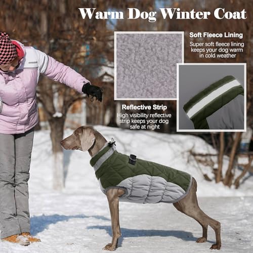 Lelepet Dog Coat Warm Dog Winter Coat Waterproof Dogs Jacket with Harness - color: Army Green, size: X-Small