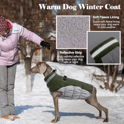 Lelepet Dog Coat Warm Dog Winter Coat Waterproof Dogs Jacket with Harness - color: Army Green, size: X-Small