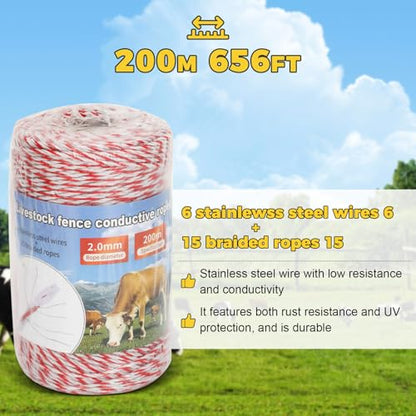 Electric Fence Charger 12V Input to 12KV Output, 2 Joule, 120 Acre Plug-in Electric Fence Energizer for Wildlife Control & Animal Intrusion Prevention Includes Warning Signs and Conductive Wire - style: electric fence energizer