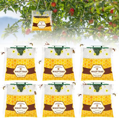 6 Pack Disposable Hanging Wasp & Yellow Jacket Traps Outdoor - size: 6 Pack