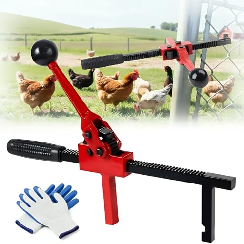 Chain Link Fence Stretcher Tool, Ratcheting Wire Fence Puller for Barbed & Woven Wire, 3"–12" Tension Range, One-Hand Operation with Tilted Base & Secure Hook for Farm, Yard & Field Work