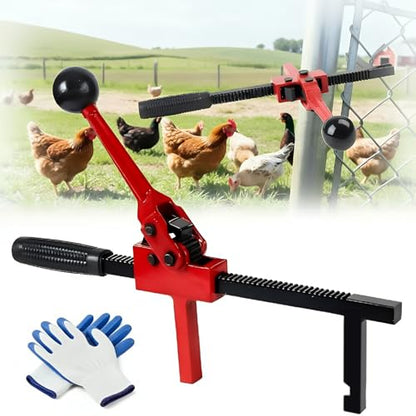 Chain Link Fence Stretcher Tool, Ratcheting Wire Fence Puller for Barbed & Woven Wire, 3"–12" Tension Range, One-Hand Operation with Tilted Base & Secure Hook for Farm, Yard & Field Work