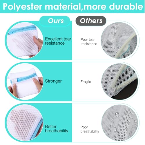 Mesh Laundry Bags for Delicates Washing 6 PCS Machine Bag Travel Laundry Lingerie Bags, Soap Foaming Organizers and Storage, Pods Scented Beads Washing Pouch,Mesh Wash Zipper Hanging Net Bag