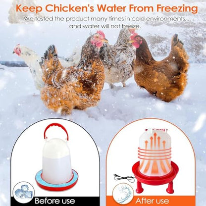 Heated Chicken Waterer for Winter, Automatic Thermostatically Controlled Heated 6L Outdoor Hanging Heated Poultry Waterer, Heated Waterer for Chicken Coop, Duck, Goose and Turkey Coops (Red-1pc)