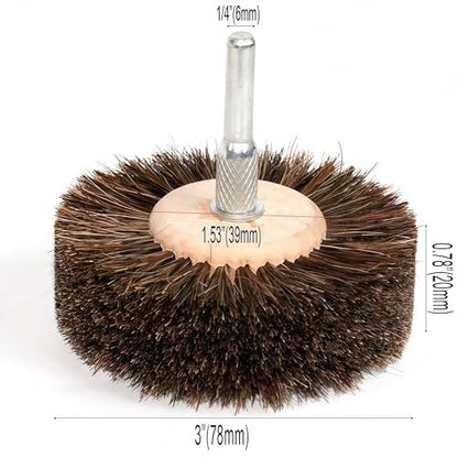 2-Piece Set of Horsehair Brushes, polishing Wheels, Woodworking Furniture, Rotating Drilling Tools (Color: 2-Piece Horsehair Brushes)