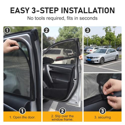 4 PCS Car Window Sunshade Mesh, Heat Block Double-Layer Side Window Shades, Breathable High-Density Glass Glass Protection Curtain, Fit for Most SUVs (Black #SUV) - color: Black #SUV