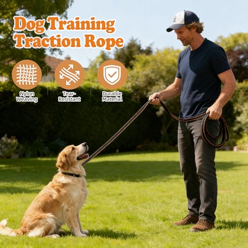 Long Dog Leash for Small Dogs and Medium Dogs, 15ft Orange Nylon Dog Training Leash with Swivel Clip, Lightweight Dog Lead for Puppy, Recall Training, Outdoor Walking & Hiking - size: 15FT