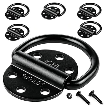 D-Rings Tie Downs Anchors Heavy Duty Steel 3600 Pound Capacity Lashing Rings for Loads on Trailers Trucks RV Campers Vans ATV SUV Boats Tie Down Ring with Screws&Bolts (6-Packs) - color: 6-Pack