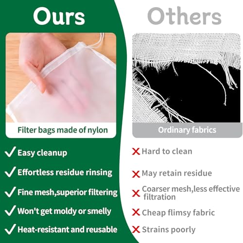 3PCS Cheese Cloth Bag for Straining, 200-Mesh 12 x 12 Inches Nylon Nut Milk Bag, Food Grade Nut Milk Bag Reusable, Cheese Cloth Bags for Juice, Nut Milk, Coffee & Cheese - Kitchen Goodies - size: 12X12inch-3pcs