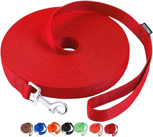 AMAGOOD Dog/Puppy Obedience Recall Training Agility Lead-15 ft 20 ft 30 ft 50 ft Long Leash-for Dog Training,Tie Out,Play,Safety,Camping (20Feet x 1Inch, Red) - color: Red, size: 1 Inch x 20 Feet