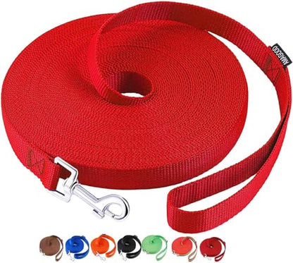 AMAGOOD Dog/Puppy Obedience Recall Training Agility Lead-15 ft 20 ft 30 ft 50 ft Long Leash-for Dog Training,Tie Out,Play,Safety,Camping (20Feet x 1Inch, Red) - color: Red, size: 1 Inch x 20 Feet