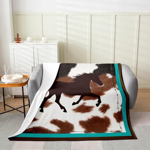 Feelyou Horse Western Cowboy Bed Blanket 50" x60 All Season - color: Multi 24, size: Throw
