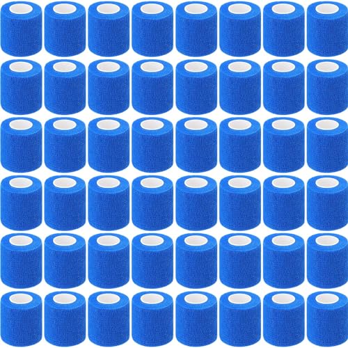 Treela 48 Pack Self Adhesive Wrap Bandage, Blue, 2 Inches x 5 Yards - color: Blue, size: 2 Inch X 5 Yards