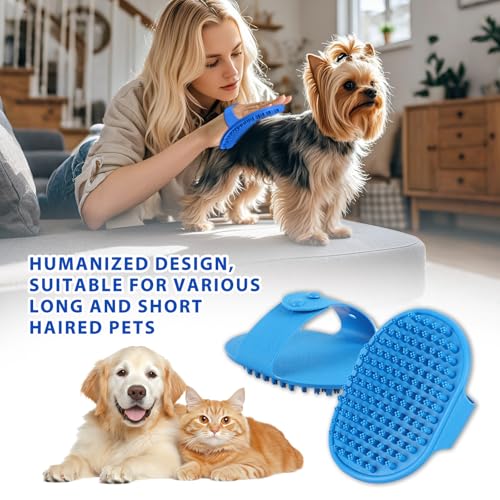 NVNAN Pet Shampoo Brush and Massage Bath Brush | Adjustable silicone shampoo brush for dogs and cats, ideal for bathing, shower scrubbing, massage, and loose hair removal - color: Blue-01
