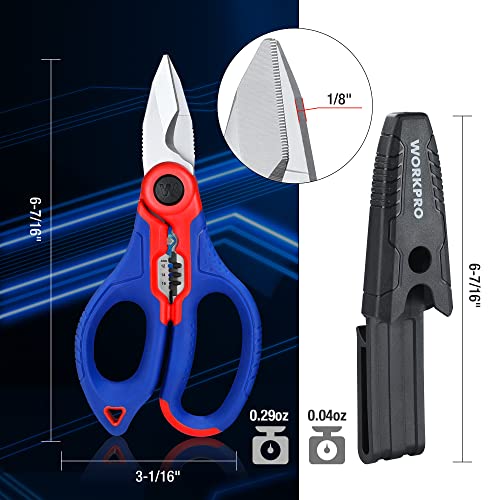 WORKPRO Stainless Electricians Scissors, 6.4" Electrician Shears