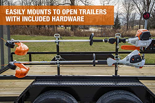 Buyers Products LT18 2-Position Lockable Weed Wacker/Trimmer Rack for Landscape Trailers - Adjustable, Black Powder-Coated Steel, Holds 2 Weed Eaters, Rust-Resistant Lawn Edger Rack, Made in USA - size: 2-Position