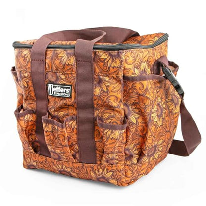 Jeffers Expression Deluxe Horse Grooming Bag – Large Zip Top Equestrian Tote w/Multiple Pockets, Handles & Adjustable Shoulder Strap, Padded Feet, Barn Essentials 11.5"x10.5"x8.5" - Bloomin Toolin - color: Bloomin' Toolin'
