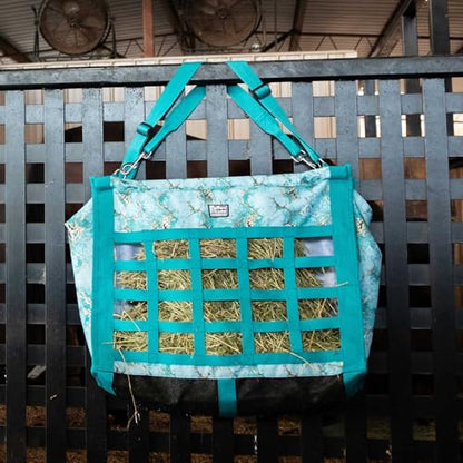 Jeffers Expression Extend Feed Hay Bag for Horses - Bloomin Toolin | Slow Feed Hay Bag Holds Up to 2 Hay Flakes for Daily Feeding, Travel or Farm Events | 600 Denier Material with Mesh Bottom