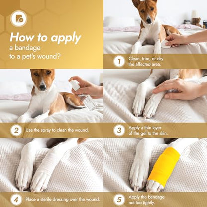 Cat & Dog Bandages for Wounds Protect from Licking and Dirt – Set of 4 pcs x 5 cm + 2 pcs x 10 cm – Dog Wound Care from Natural Rubber Latex - size: 4 pcs x 5 cm + 2 pcs x 10 cm