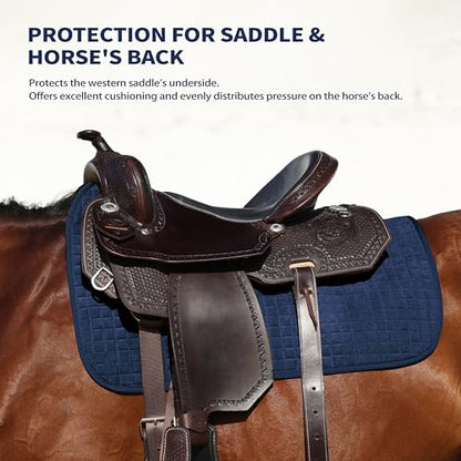 Tackmore All-Purpose Square Quilted Western Saddle Pad, Horse Saddle Pad - color: Navy