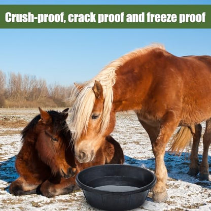 Sadnyy 2 Pcs 8 Quart/2 Gallon Rubber Feeder Pan Horse Feed Bucket - size: 8 Quart/2 Gallon