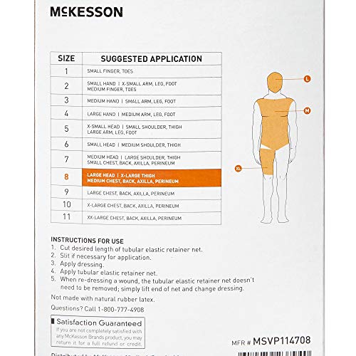 McKesson Tubular Elastic Retainer Net Dressing, Non-Sterile, Head, Thigh, Chest, Size 8, 34 in x 25 yd, 1 Count, 2 Pack - size: Size 8 1 Count (Pack of 2)