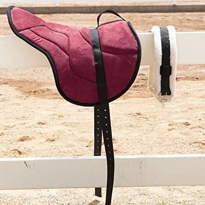 Harrison Howard Equestrian Saddle Pad Horse Riding Pad Bareback Pad with Girth - color: Burgundy
