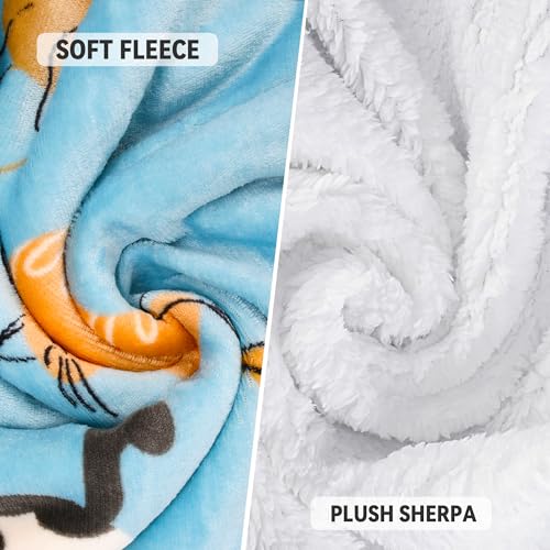 Catalonia Sherpa Wearable Blanket with Sleeves and Pocket for Adults - color: Cat Blue, size: Standard Pocket