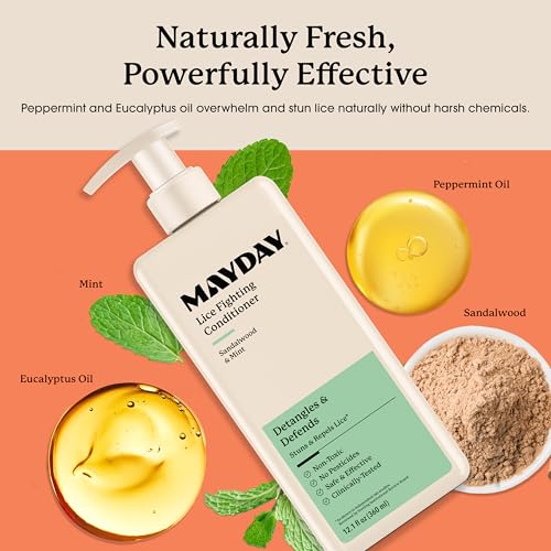 MAYDAY Daily Lice Prevention Conditioner, Non-Toxic, Sandalwood & Mint 12oz - style: Daily Lice - Conditioner