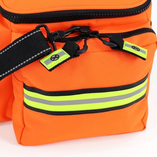 Lightning X Medium First Responder EMT Bag | LXMB25 | w/Reflective, Shoulder Strap & Zippered Compartments for First Aid + Trauma Supplies - Orange - color: Orange