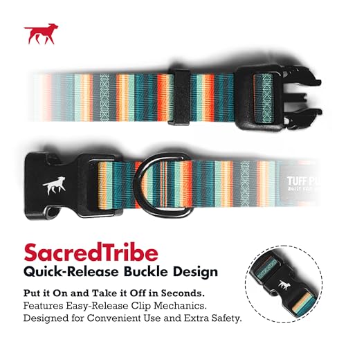 Tuff Pupper Premium Adjustable Dog Collar for Medium Boy & Girl Dogs, Stylish Pattern Collars Designed in USA, Quick Release Buckle, SacredTribe Print, Medium (1 Inch Wide x 13-18 Inch Neck) - color: SacredTribe, size: Medium