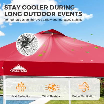 EAGLE PEAK 10x10 Pop Up Canopy Tent Easy Up Canopy Outdoor, Red - color: Red, size: 10x10