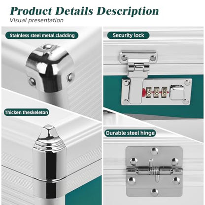 Glosen Medicine Lock Box with Code, 2-Layer Aluminum Alloy Medicine Organizer Box with Removable Tray, Portable Medication Lock Box with Shoulder Strap for Home Safety, Travel & Office (10x6.7x6.7In) - size: Small-10in
