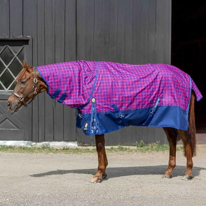 Equinavia Norse Waterproof Turnout Blanket, Lightweight 100g Rain Sheet - color: Galaxy Blue/Pink Flambee, size: 75 in