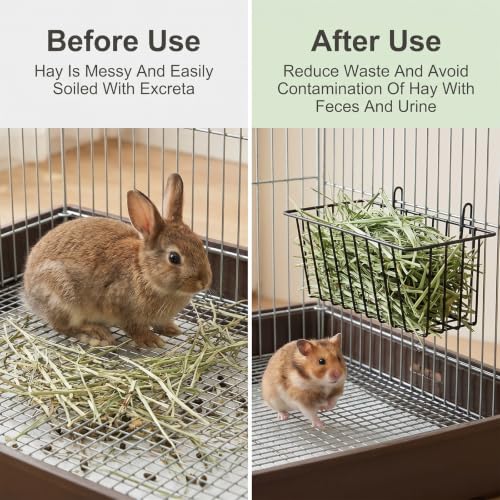 2 Pcs Rabbit Hay Feeder, Hay Rack for Rabbits Bunny Hays Feeder Rabbit Metal Rack Hays Holder for Guinea Pig Small Animals Grass Racks for Bunny Chinchilla Cage Reduce Mess, 9x4x3 Inch