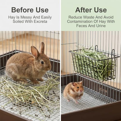 2 Pcs Rabbit Hay Feeder, Hay Rack for Rabbits Bunny Hays Feeder Rabbit Metal Rack Hays Holder for Guinea Pig Small Animals Grass Racks for Bunny Chinchilla Cage Reduce Mess, 9x4x3 Inch