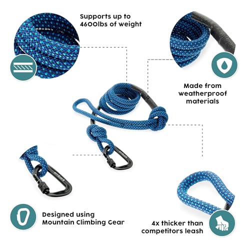 Embark Dog Leash - Heavy Duty Tough Nylon Training Lead for All Dog Breeds | Mountain Climbing Rope with Heavy Duty Locking Carabiner - Strong & Durable Nylon Pet Leash - 6 FT - Navy Blue - color: Navy Blue