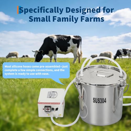Electric Pulsating Milking Machine for Cows Goats,3L Stainless Steel Bucket - size: 3L