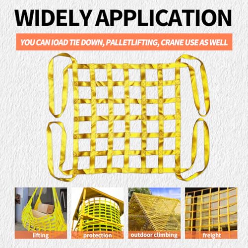 3.28' x 3.28' Heavy Duty Cargo Lifting Net, Yellow - color: Yellow, size: 3.28'X3.28'